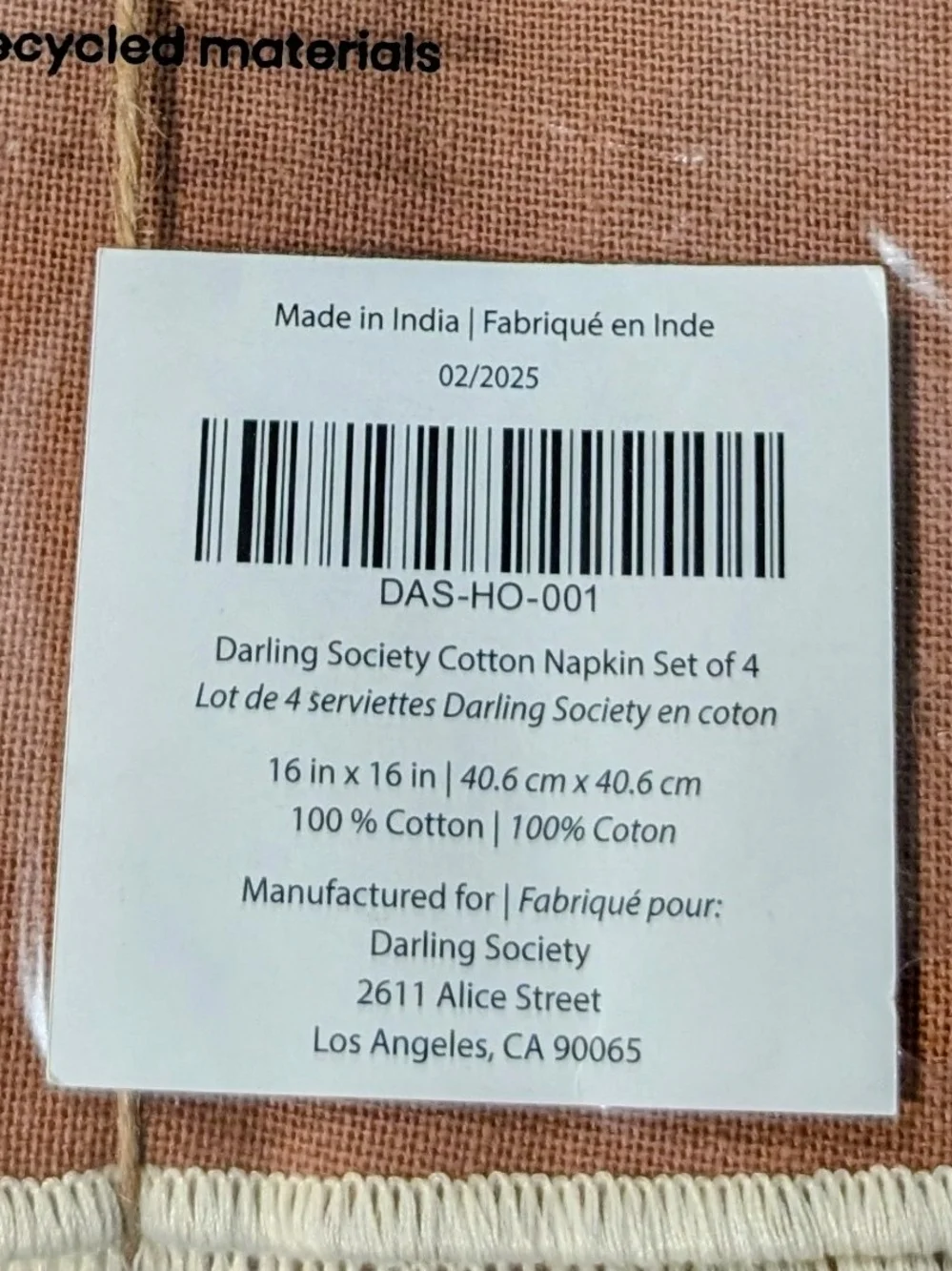 NEW 4-Pack Cloth Dinner Napkins